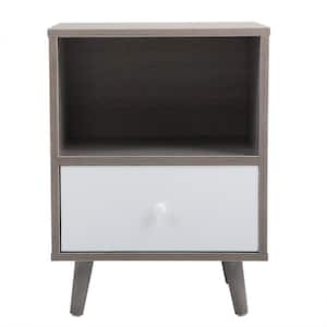 Low Profile Single Drawer Cement Gray Nightstand （Set of 2）