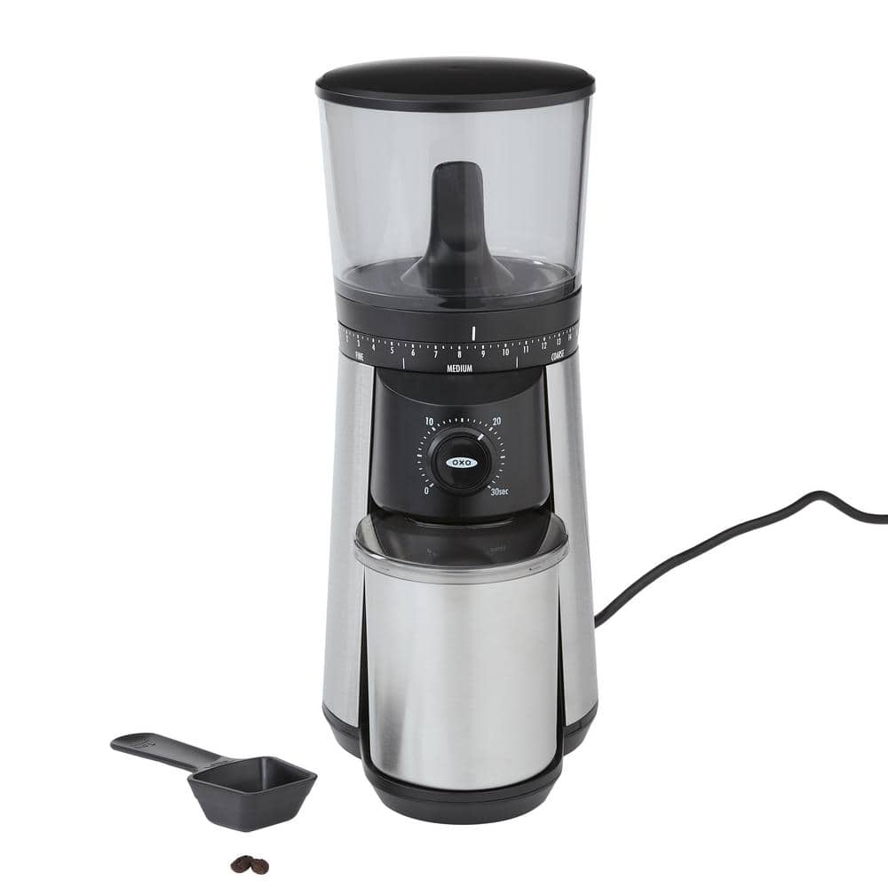 Silver Stainless Steel Conical Burr Coffee Grinder