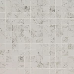 Carrara 12 in. x 12 in. Matte Porcelain Mesh-Mounted Mosaic Floor and Wall Tile (8 sq. ft./Case)