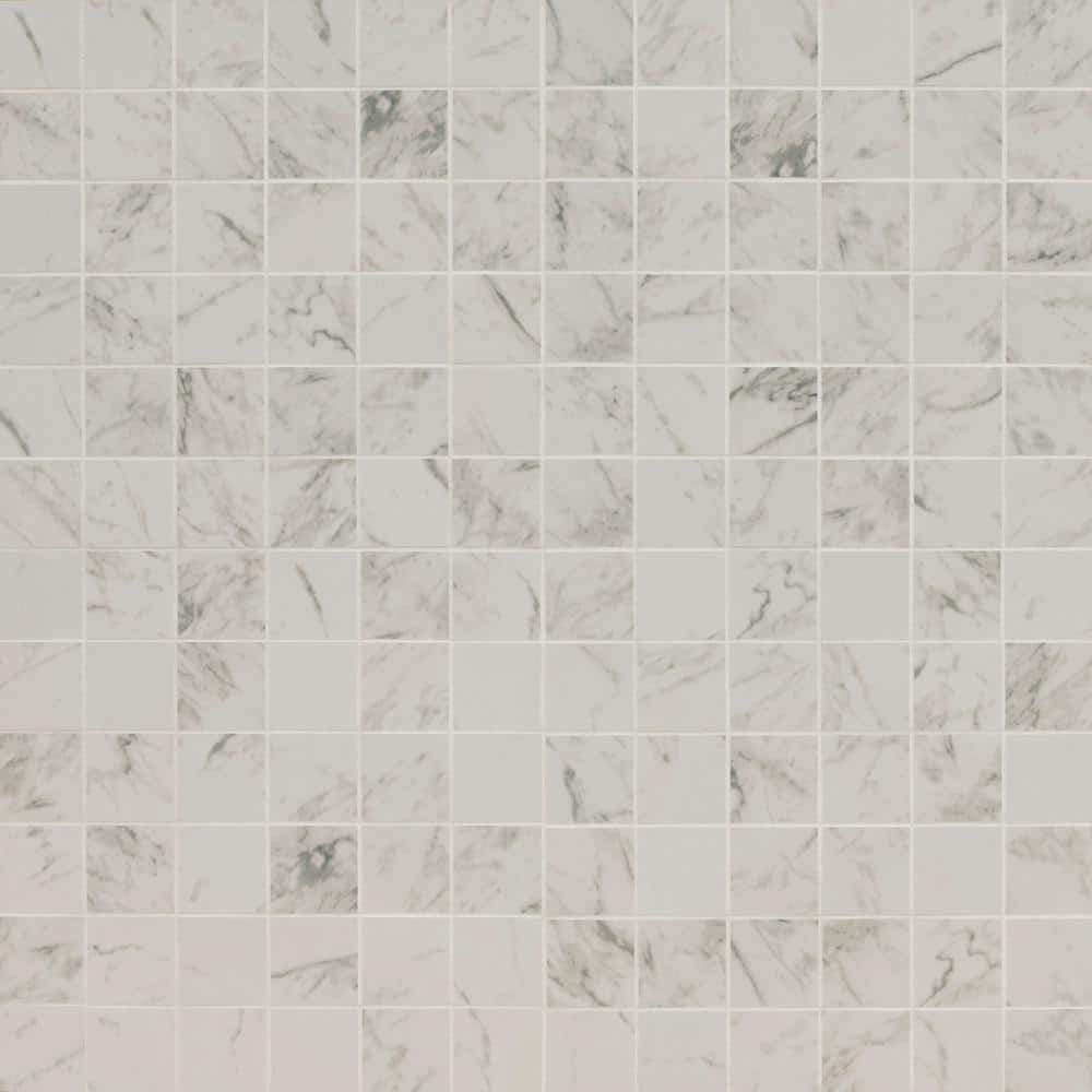 Take Home Tile Sample-Carrara 2 in. Square 4 in. x 4 in. x 0.39 in. Matte Porcelain Mesh-Mounted Mosaic Floor, Wall Tile price history on PriceWatchPro