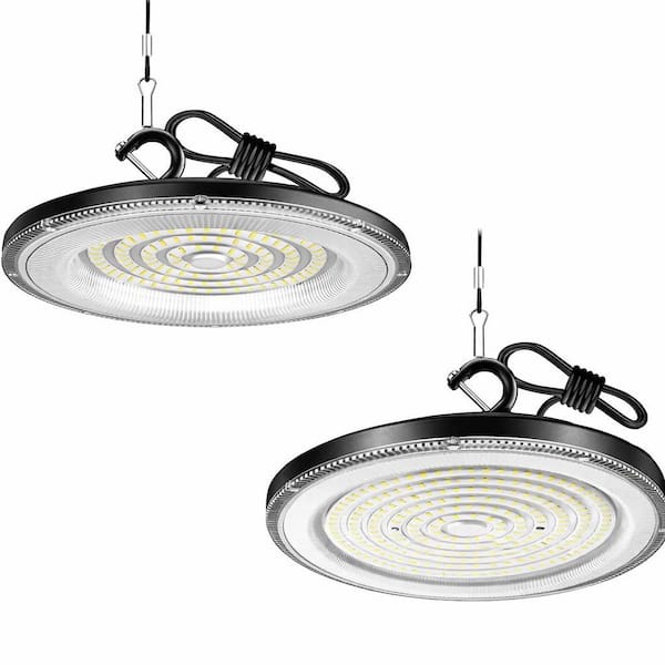 0.85 ft. 400-Watt Equivalent LED High Bay Light Black Adjustable Fixture for Warehouse Garage, 2-Pack