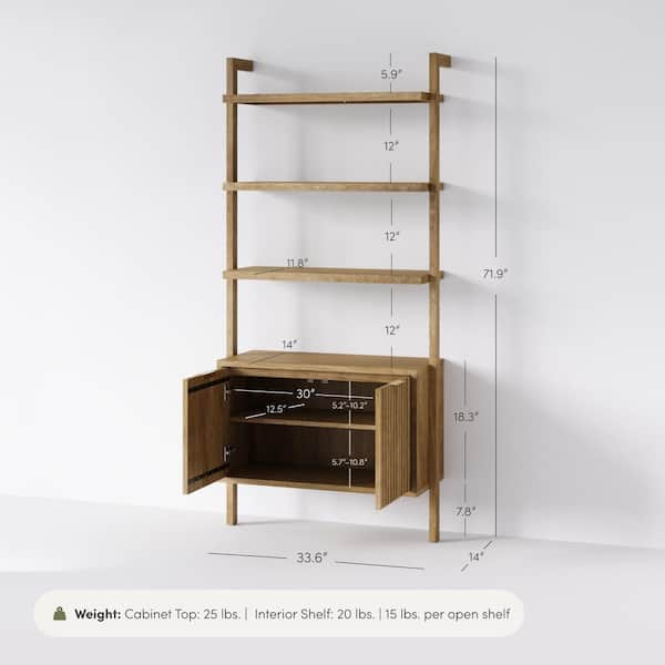 Nathan James Jasper 72 in. Tall Light Brown Solid Wood 3-Shelf