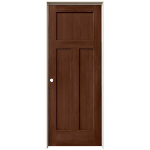 JELD-WEN 28 in. x 80 in. Craftsman Milk Chocolate Stain Right-Hand Solid Core Molded Composite MDF Single Prehung Interior Door