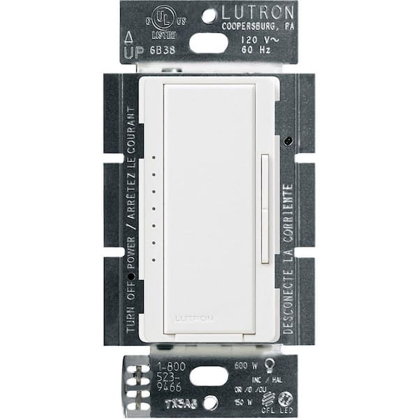 Lutron Maestro LED+ Dimmer Switch for Dimmable LED Bulbs, 150W/Single-Pole or Multi-Location, Snow (MACL-153M-SW)