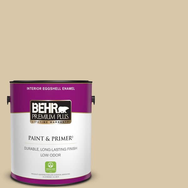 BEHR PREMIUM PLUS 1 gal. ECC541 New Khaki Eggshell Enamel Low Odor