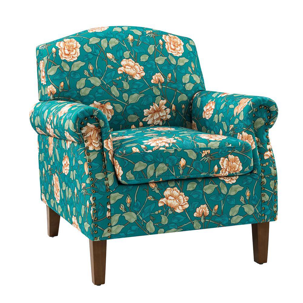 JAYDEN CREATION Gianluigi Teal Armchair with Nailhead Trims CHWH0578 ...