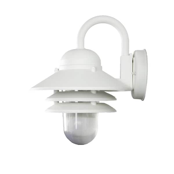 Sunlite 1-Light White Polycarbonate Outdoor Barn Light Sconce with Clear Lens