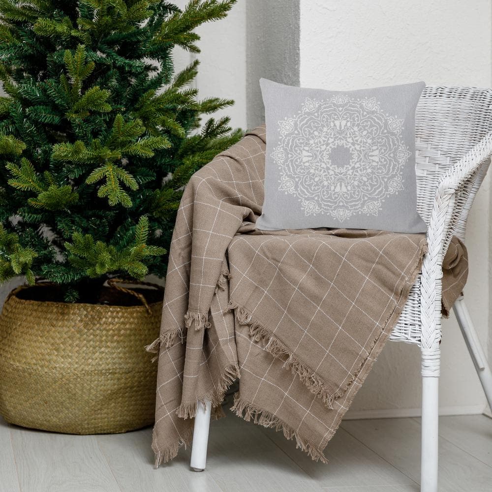 Bohemian Transitional Stonewashed 20" Square Mandala Medallion Cotton Throw Pillow