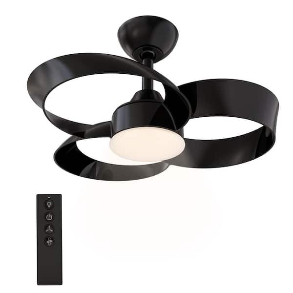 Windora 22 in. Indoor Matte Black Ceiling Fan with Dimmable Integrated LED Light and Remote Control