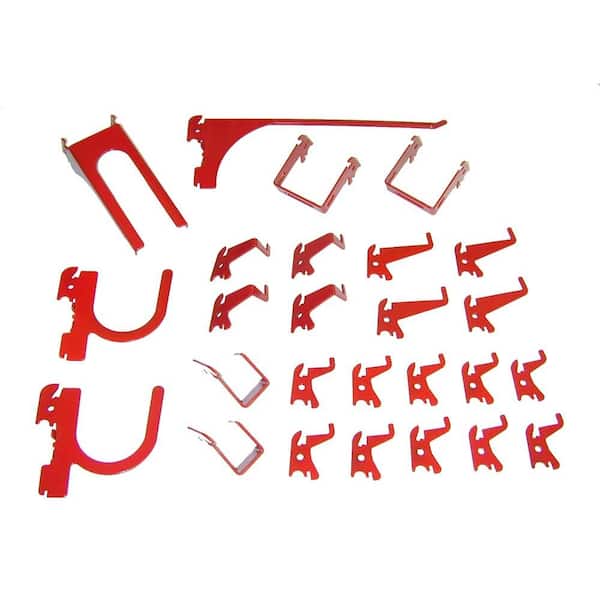 Wall Control 1 In Tall Slot Use Only Slotted Metal Pegboard Deluxe Hook Assortment With Red Tool Board Hooks Kt200dlxr Red Tool Board Hooks, Garage Pegboard Hooks Home Depot