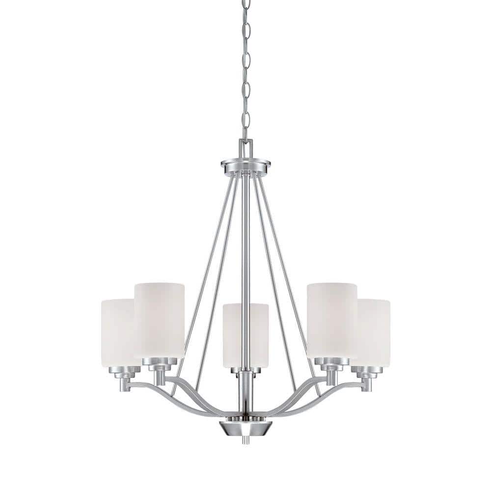 5-Light Satin Nickel Chandelier with Etched White Glass price history on PriceWatchPro