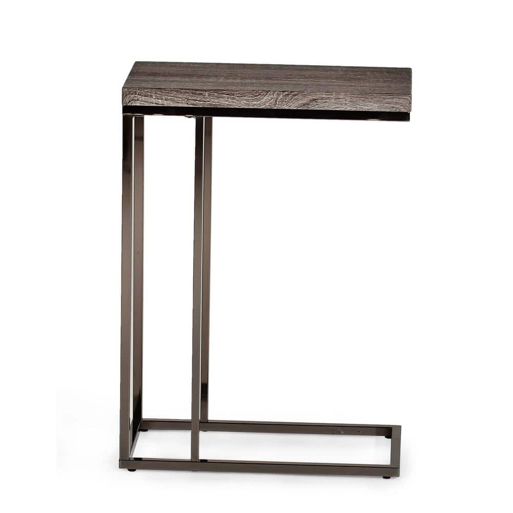 Modern Lucia 10''x18'' Rectangular Chair Side Table in Black/Gray