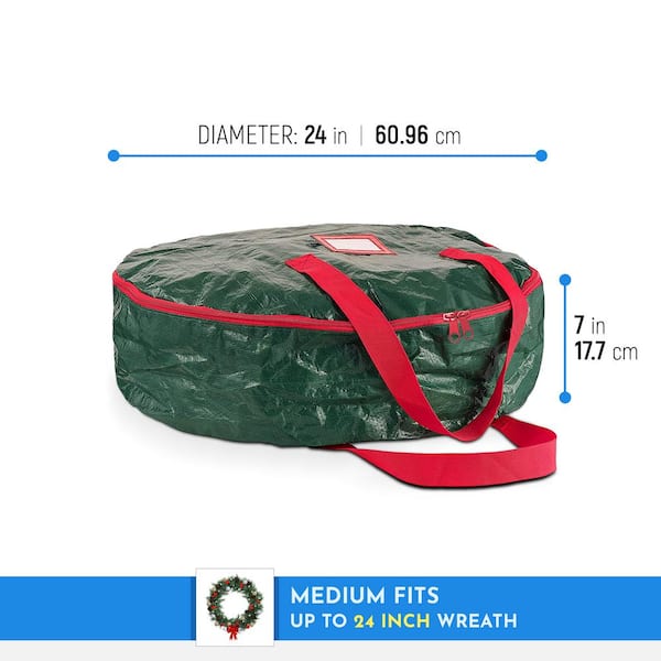 OSTO 24 in Green Superior Christmas Wreath Storage Bag, Tear Proof