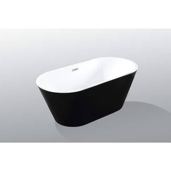 Unbranded 67 in. x 31 in. Acrylic Freestanding Oval Soaking Bathtub with Center Drain in Black/Chrome Overflow and Pop-Up Drain