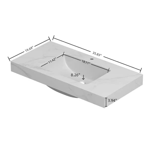 napocha　36サイズ TCYO 36 in. Undermount Rectangular Bathroom Sink in White with