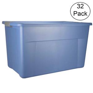 35 Gal. Storage Blue Tote Box with Latching Lid (32 Pack)