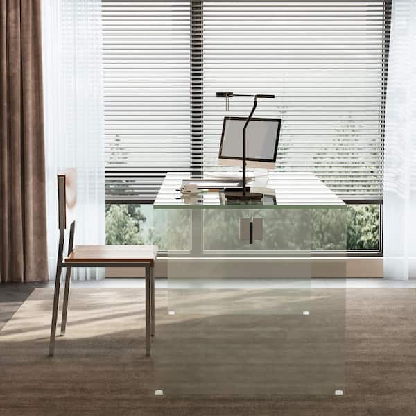 THE RIGHT PATH 53.14 in. Rectangular white Tempered Glass Computer Desk BL#SZ53