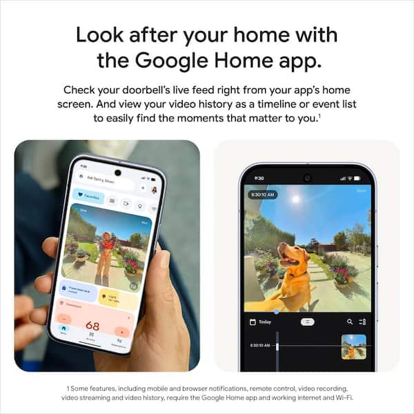 Google Nest Doorbell (Wired, 3rd Gen) - Smart Wi-Fi Video Doorbell