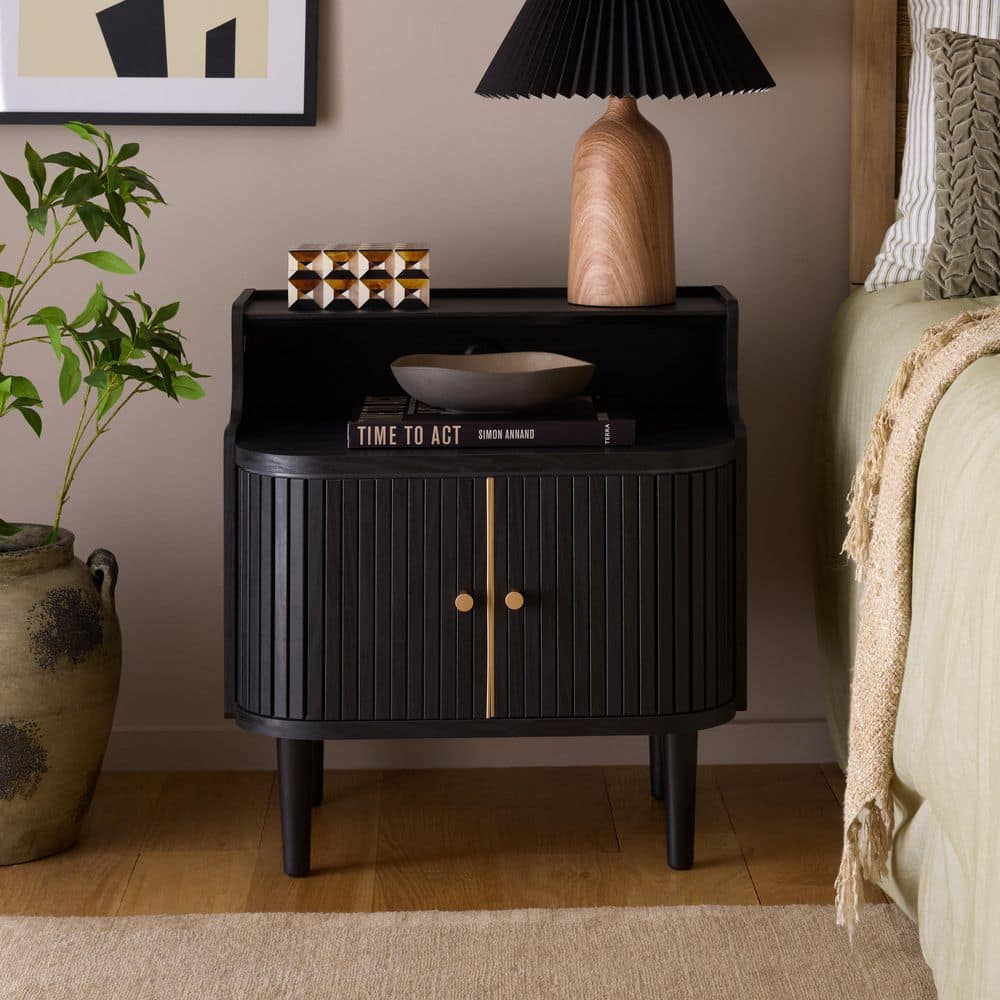 SAFAVIEH Tameka Black/Gold 2 Door Nightstand NST9616B - The Home Depot