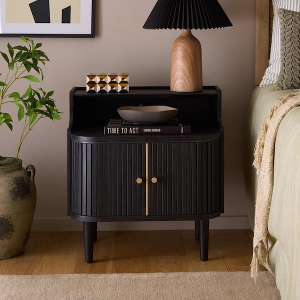 SAFAVIEH Tameka Black/Gold 2 Door Nightstand NST9616B - The Home Depot