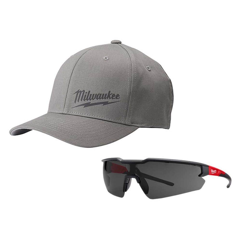 Milwaukee Large/Extra Large Gray Fitted Hat Glasses Lenses Home The 504G-LXL-48-73-2015 - and Depot Anti-Scratch Tinted with Safety