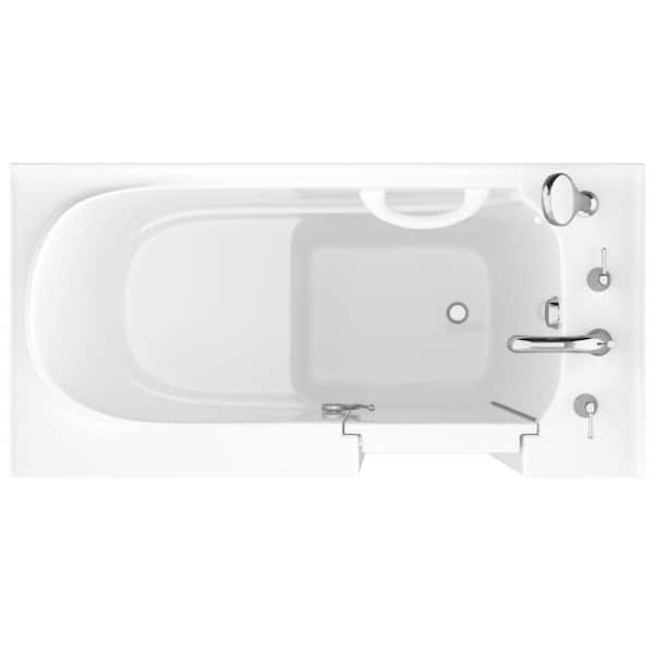 Universal Collection 26 in. L x 53 in. W Right Side Drain Soaker Jetted Bathtub in White with Fast Filling Faucet Set