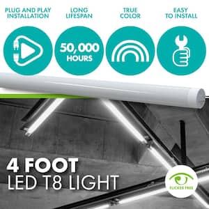 11-Watt/32-Watt Equivalent 4 ft. Linear T8 Type A LED Tube Light Bulb, Cool White Light 4000K, 25-pack