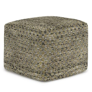 Janelle Square Woven Pouf in Multi Color Recycled PET Polyester