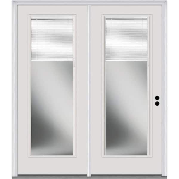 MMI Door TRUfit 71.5 in. x 79.5 in. Left-Hand Inswing Internal Blinds Dual Pane Clear Primed Steel Double Prehung Patio Door