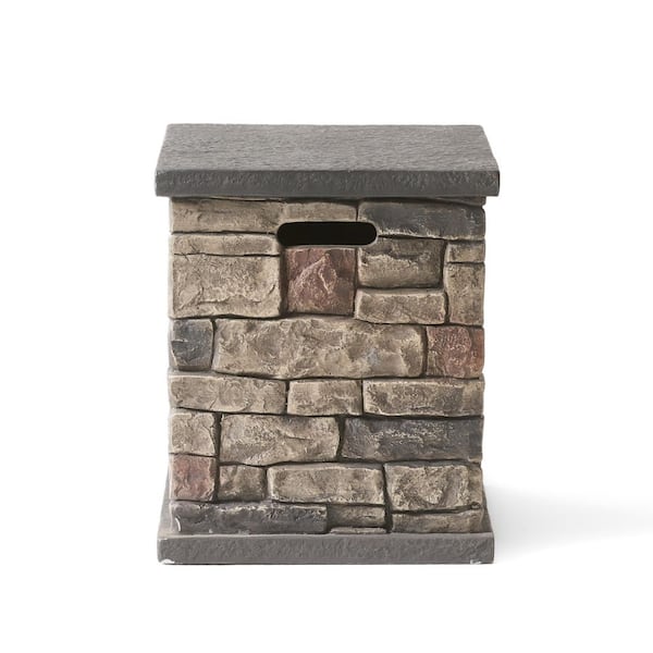 Chesney 56.25 in. x 17.25 in. Outdoor Patio Light Weight Concrete Firepit with Tank Holder