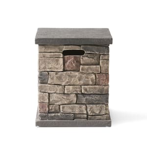 Chesney 56.25 in. x 17.25 in. Outdoor Patio Light Weight Concrete Firepit with Tank Holder