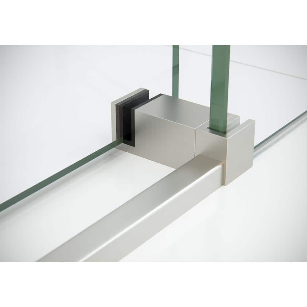 Eclipse 60-64" Brushed Nickel Frameless Sliding Shower Door with Clear Glass
