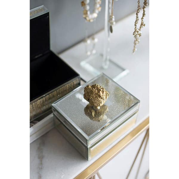 A & B Home Silver Champagne Wood Box