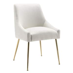 Trinity Ivory Upholstered Velvet Accent Chair With Metal Legs