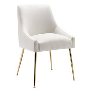 Trinity Ivory Upholstered Velvet Accent Chair With Metal Legs