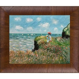 Cliff Walk at Pourville by Claude Monet Panzano Olivewood Framed Nature Oil Painting Art Print 11 in. x 13 in.