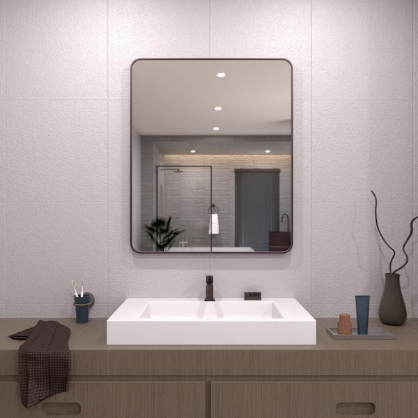 TaiMei 30 in. W x 36 in. H Rectangular Framed Wall Bathroom Vanity Mirror in Oil Rubbed Bronze