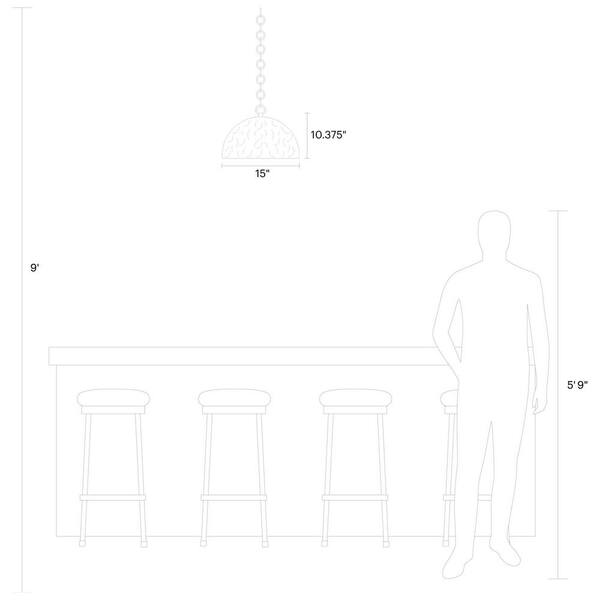 Generation Lighting - Whare Medium 1-Light Aged Iron Pendant Light