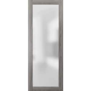 18 in. x 80 in. 1-Panel No Bore Solid Full Lite Frosted Gray Finished Pine Wood Interior Door Slab