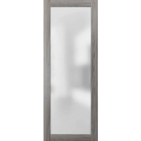 Sartodoors 18 in. x 80 in. 1-Panel No Bore Solid Full Lite Frosted Gray Finished Pine Wood Interior Door Slab
