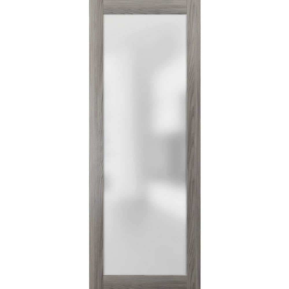 28 in. x 84 in. 1-Panel No Bore Solid Full Lite Frosted Gray Finished Pine Wood Interior Door Slab price history on PriceWatchPro
