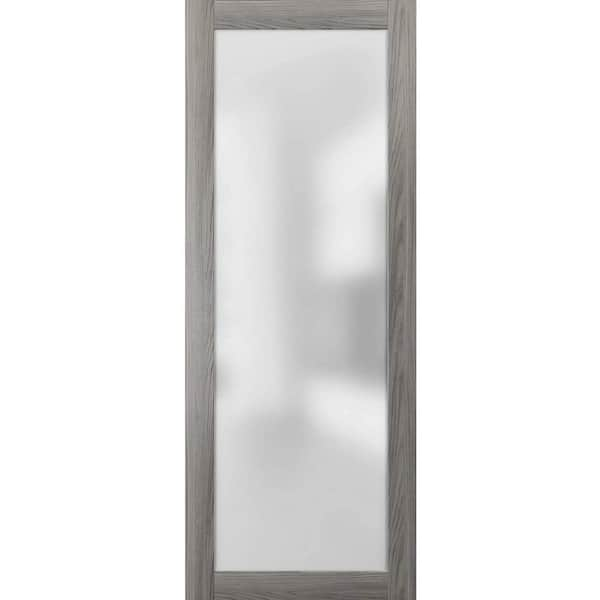 Sartodoors 30 in. x 80 in. 1-Panel No Bore Solid Full Lite Frosted Gray Finished Pine Wood Interior Door Slab