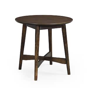 Hiland 23.75 in. Brown Round MDF End Table
