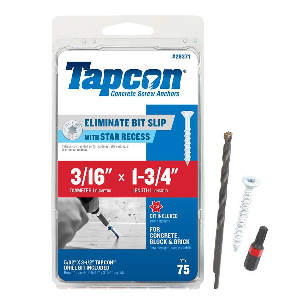 Tapcon 3/16 in. x 1-3/4 in. White Star Flat-Head Concrete Anchors