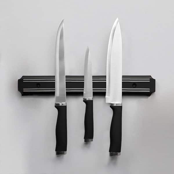 Kitchen Knife Set Kit  Black Handle & Black Magnetic Rack – SiliSlick®