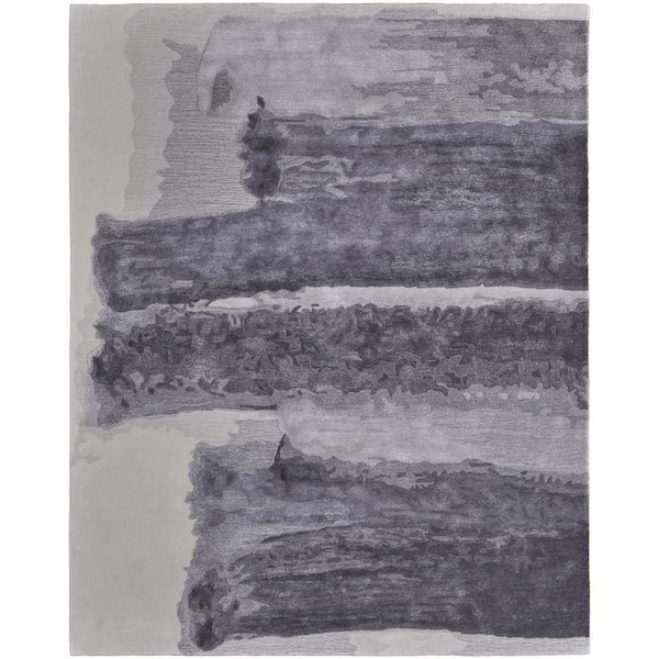 9 ft. x 12 ft. Dark Gray, Ivory Abstract Area Rug