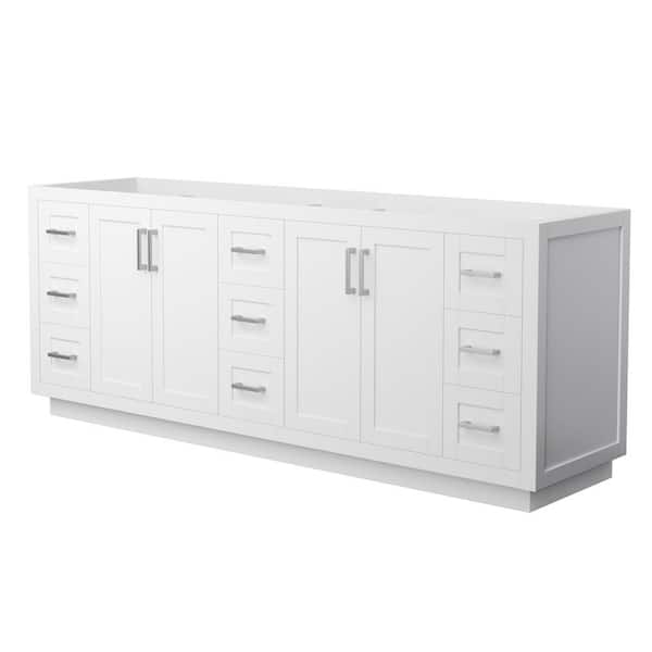 Wyndham Collection Miranda 83.25 in. W x 21.75 in. D x 33 in. H Double Bath Vanity Cabinet without Top in White