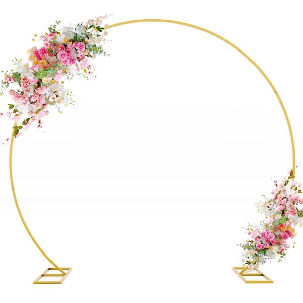FAWEY TRED INC Round Backdrop Stand 8 ft. Gold Wedding Arch Metal Circle Balloon Arch Frame