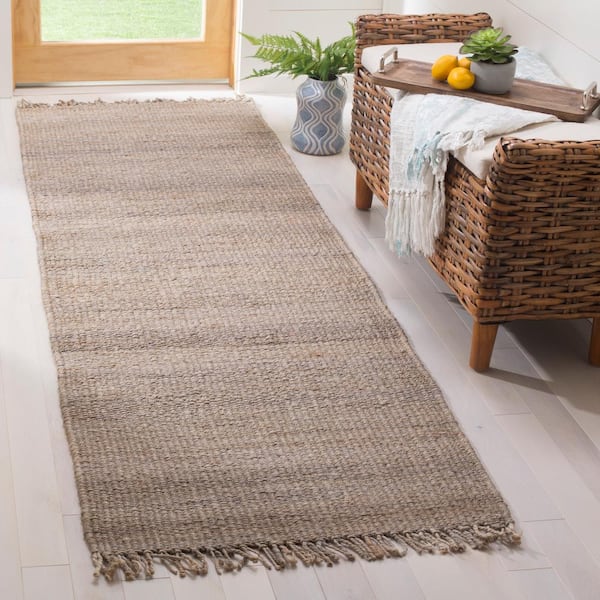 Natural Fiber Gray 3 ft. x 10 ft. Solid Runner Rug