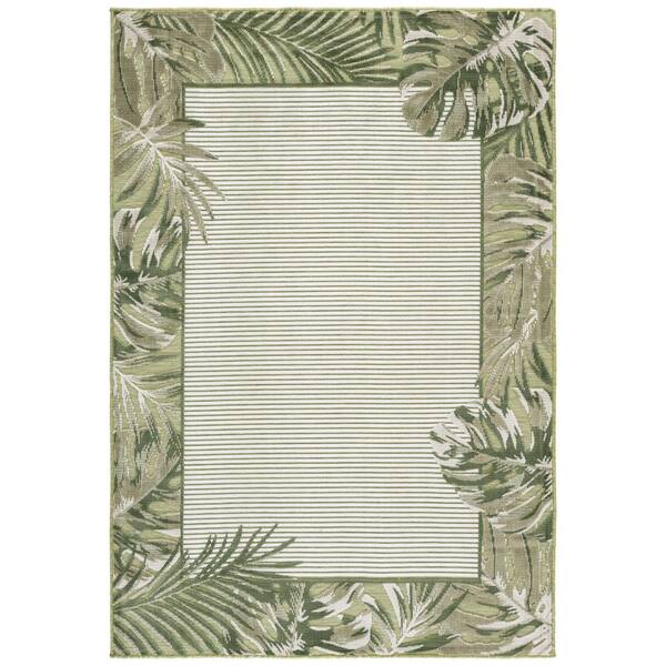 Cabana 4 x 6 Green/Ivory Leaf Area Rug